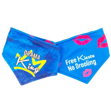Load image into Gallery viewer, Drama King Free Kisses No Drooling Reversible Dog Bandana