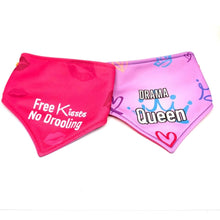 Load image into Gallery viewer, Drama Queen / Free Kisses No Drooling Dripping Dog Reversible Bandana

