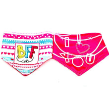 Load image into Gallery viewer, BFF / I LOVE YOU REVERSIBLE DOG BANDANA

